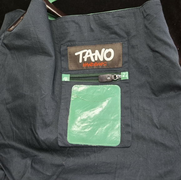 Tano Mint Green Leather Hobo Bag Tassel Whipstitch Handle Boho Slouchy - Picture 11 of 16